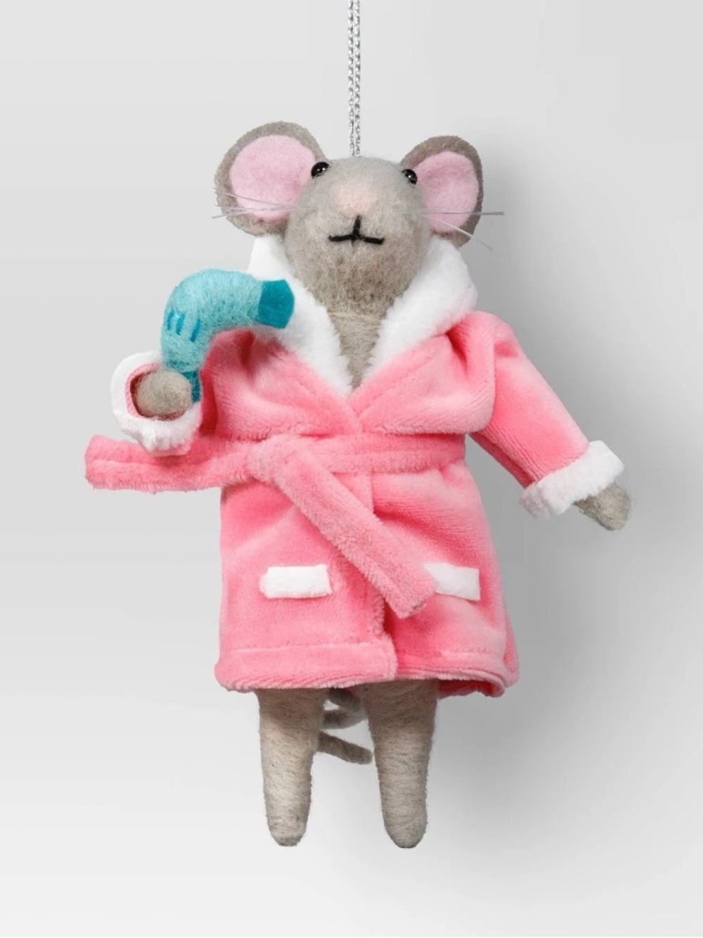 NWT Christmas Felted Wool Mouse with Hairdryer Ornament - Wondershop™